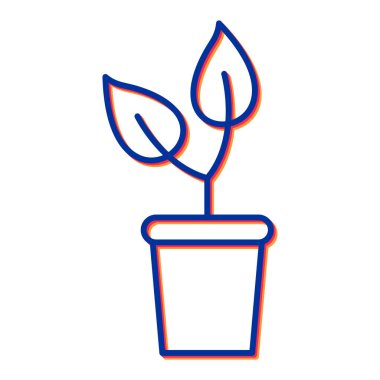 Saksı ikonu vektörü. İnce çizgi işareti. İzole edilmiş kontür sembolü gösterimi