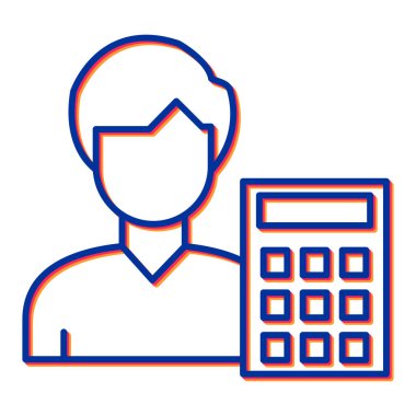 kullanıcı kullanıcı simgesi vektörü. Taslak adam hareket ve ölçüm için hesap makinesi kullanıyor. beyaz arkaplanda izole.