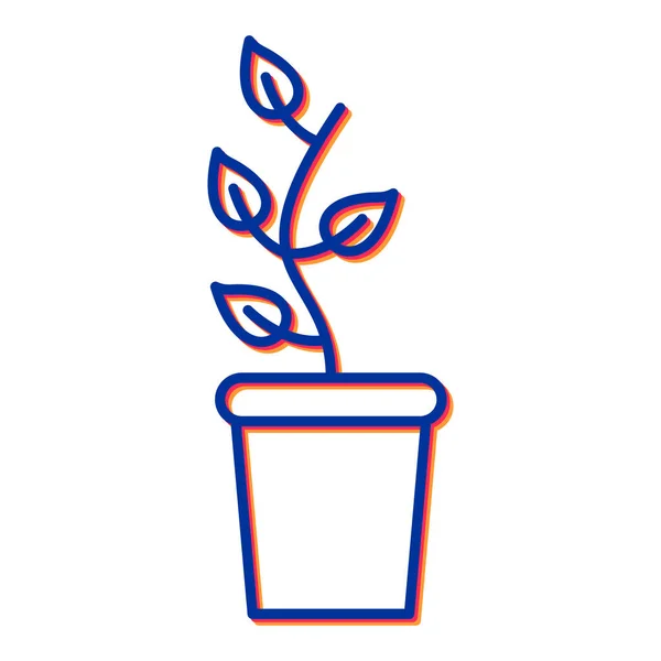 Planta Com Ícone Folhas Esboço Ilustração Ícones Vetor Flor Para — Vetor de Stock