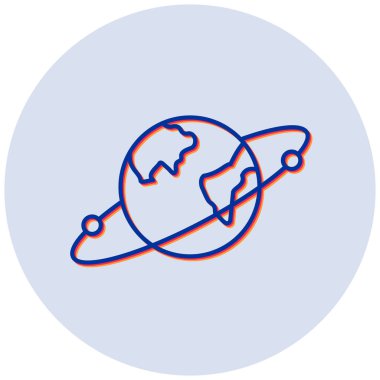 Dünya 'nın yörüngesinde. Web simgesi vektör illüstrasyonu