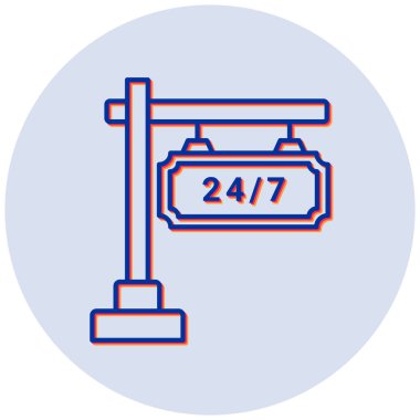 24 7 simgesinin vektör illüstrasyonu