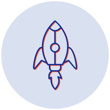 Roket. Web simgesi basit illüstrasyon