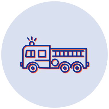 İtfaiye aracı simgesi, basit tasarım vektör çizimi