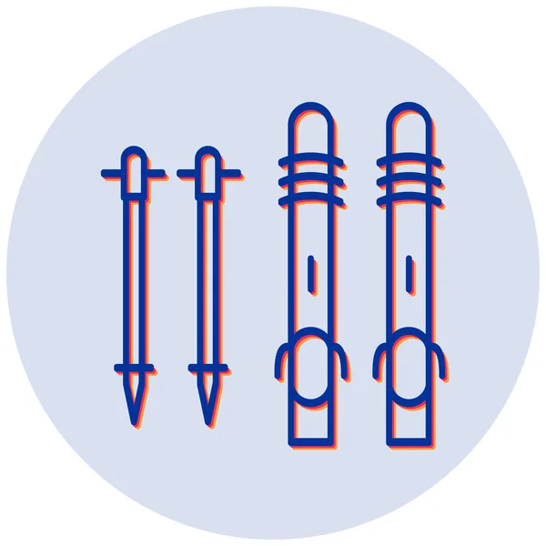 Illustrazione Vettoriale Dell Icona Degli Sci — Vettoriale Stock