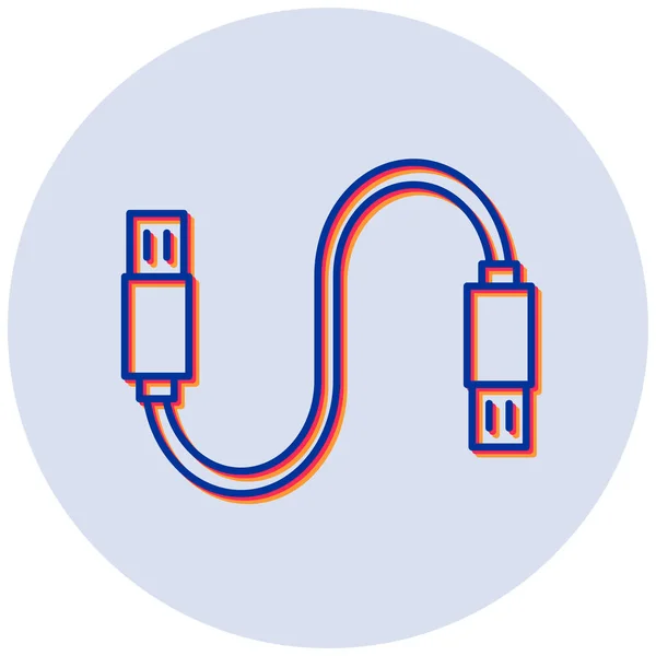 Usb Kabel Eenvoudige Illustratie — Stockvector