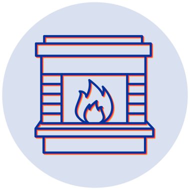 Şömine. Web simgesi basit illüstrasyon