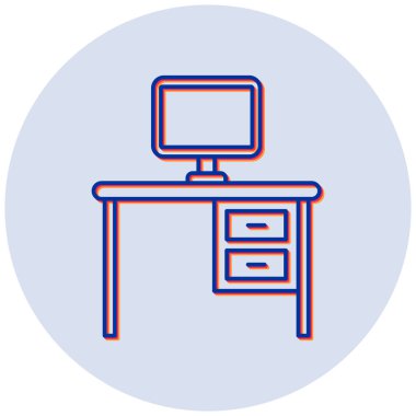 Bilgisayar masası. Web simgesi basit illüstrasyon