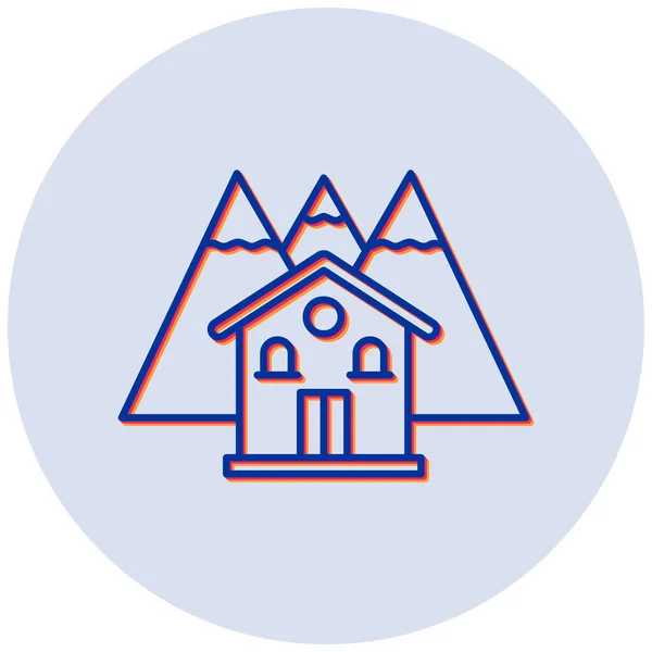 Vector Ilustración Mountain House Icono Moderno — Vector de stock