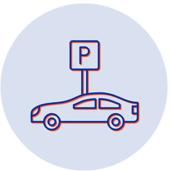 Parkovací Ikona Ilustrace Vektoru Osnovy — Stockový vektor