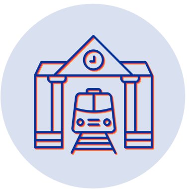 Tren istasyonu simgesi, basit tasarım vektör çizimi