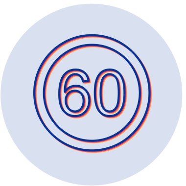 Tek bir mavi ve beyaz sayının vektör illüstrasyonu