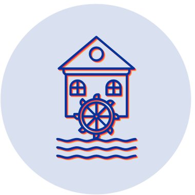 Water Mill modern simgesinin vektör çizimi 