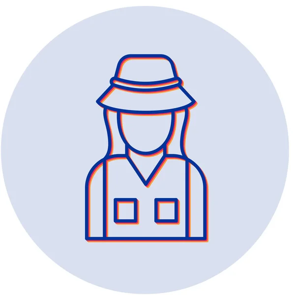 漁師の女性のウェブアイコンシンプルなデザインイラスト — ストックベクタ