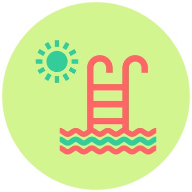 Yüzme havuzu. Web simgesi basit illüstrasyon