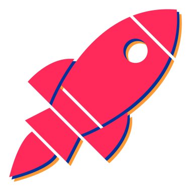 Roket ikonu. Düz dizayn. vektör illüstrasyonu.