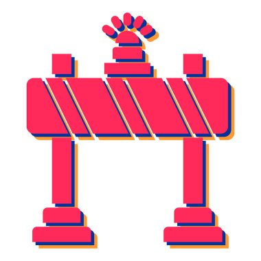 Yol işareti simgesi. Web tasarımı için bariyer vektör simgelerinin karikatür çizimi