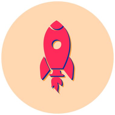 Roket. Web simgesi basit illüstrasyon