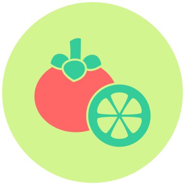 Mangosteen. Web simgesi basit illüstrasyon