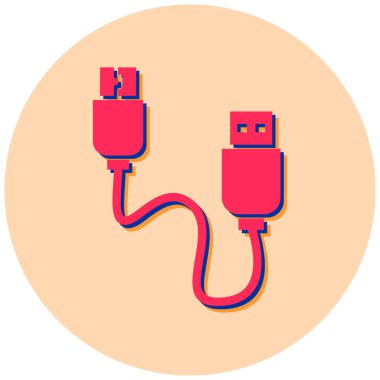 USB kablosu düz vektör simgesi