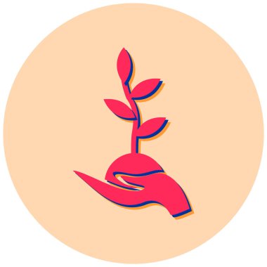 Bir filizlenme simgesini tutan el, vektör illüstrasyonu