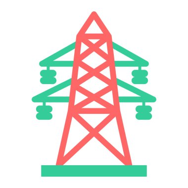 Güç kulesi simgesi. Web tasarımı için enerji vektör simgelerinin düz çizimi