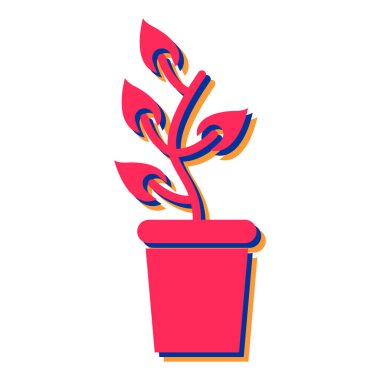 saksı ikonu. Kaktüs çiçeği vektörünün düz çizimi. izole edilmiş sembol.