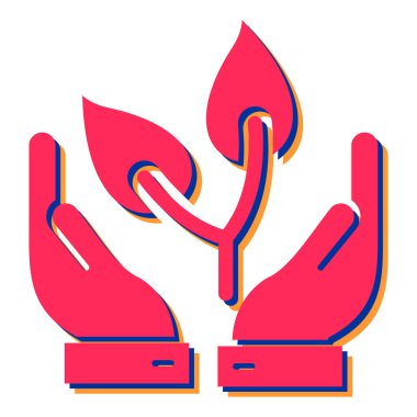 El ele tutuşan bitki ikonu. Vektör illüstrasyonu 