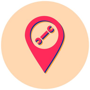 Araba servisi konumu. Web simgesi basit illüstrasyon