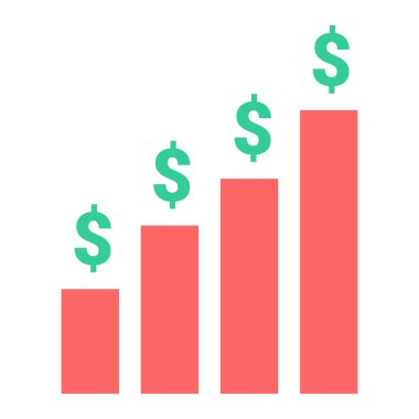 Dolar sembollü finansal büyüme grafiği, vektör illüstrasyonu