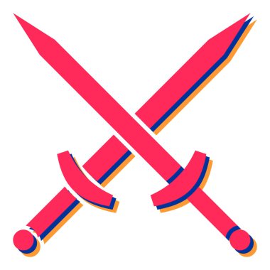 Kılıç simgesi. ağ için ortaçağ kılıç vektör simgelerinin karikatür çizimi