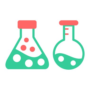 Test tüpü ikon vektörü. Kimya şişesi işareti. renk sembolü çizimi