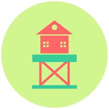 Çiftlik ve yapı simgesinin vektör illüstrasyonu