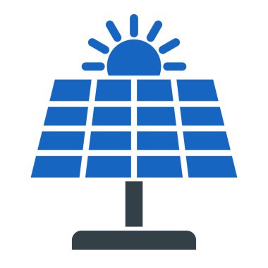 Güneş enerjisi ikonu. Web tasarımı için eko panel vektör simgelerinin basit çizimi