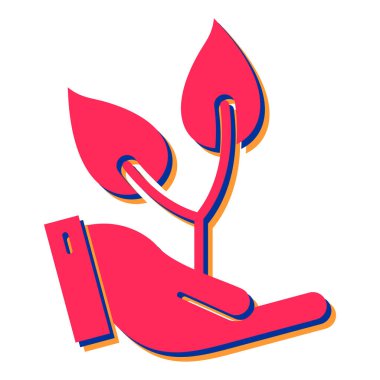 Bitki ikonuyla el. özet vektör illüstrasyonu