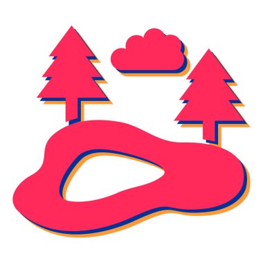  Ağaçlı ve bulutlu manzara vektör illüstrasyon tasarımı