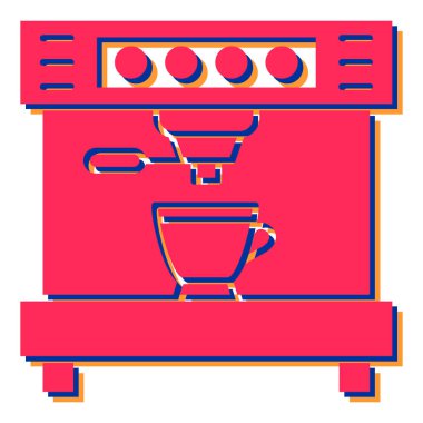 Kahve makinesi ikonu. Web için sıcak çay vektör simgelerinin düz çizimi