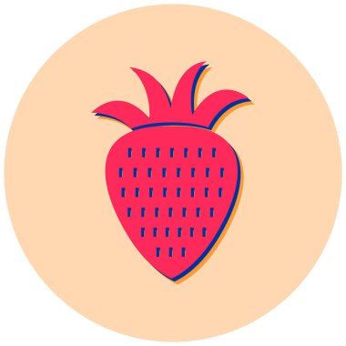 Çilekli. Web simgesi basit illüstrasyon