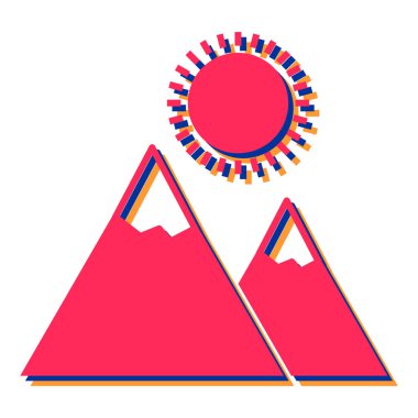 Dağların simgesi. seyahat kavramı düz biçim tasarımı.