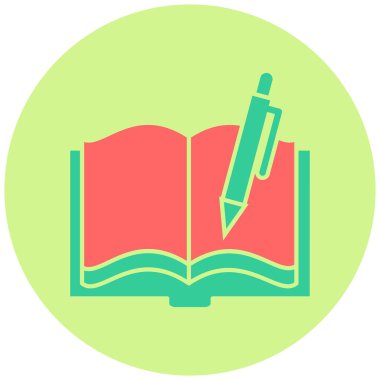 Kitap yazmak. Web simgesi basit illüstrasyon