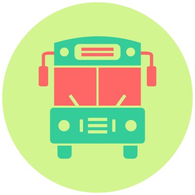 Okul otobüsü. Web simgesi basit tasarım