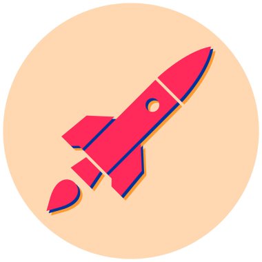 Roket. Web simgesi basit illüstrasyon