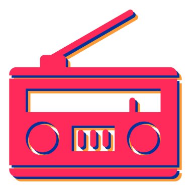 radyo ikonu. Web tasarımı için retro vektör simgelerinin düz çizimi