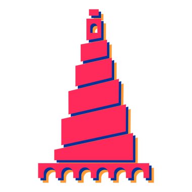  kule simgesi. Web için piramit vektör simgelerinin düz çizimi