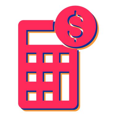 Para ve dolar vektör çizimine sahip hesap makinesi