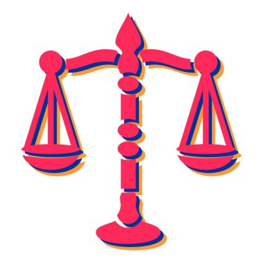 Hukuk ve adalet sembolünün vektör illüstrasyonu. Web için modern ve fitness stok simgesi.