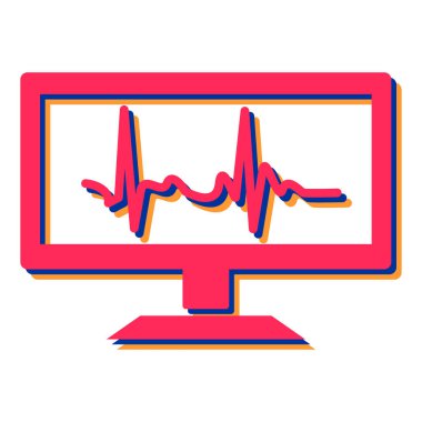 Kardiyogram ve kalp atışı vektör illüstrasyon tasarımlı bilgisayar monitörü