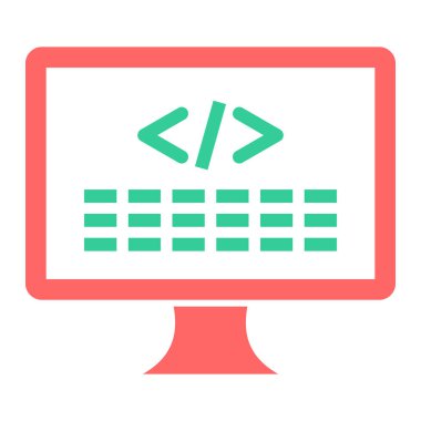 bilgisayar kodlama simgesi, vektör illüstrasyonu