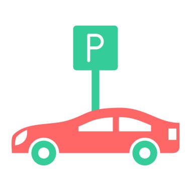 Araba parkı. Web simgesi basit tasarım