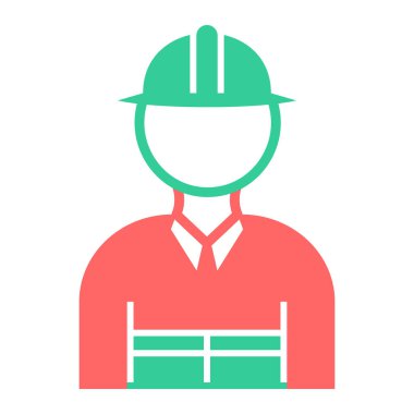 Kask ikonlu işçi. Web için basit avatar vektör simgeleri çizimi