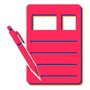 Kırmızı kalemli bir kitabın vektör çizimi